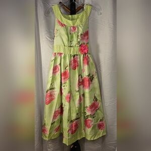 Bonnie Jean Green Floral Party Dress Girls Size 16